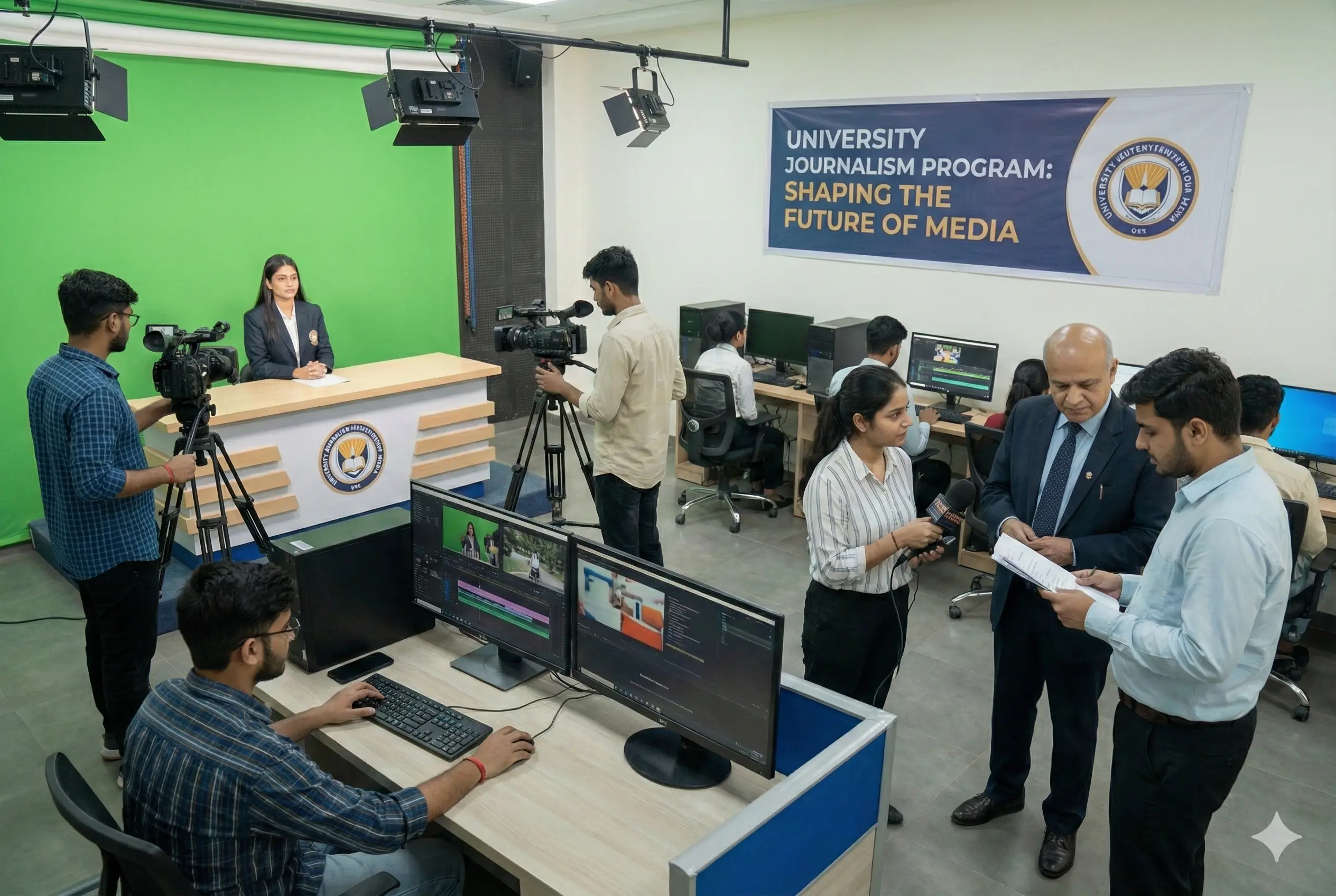 Journalism and Mass Communication Students in Media Studio